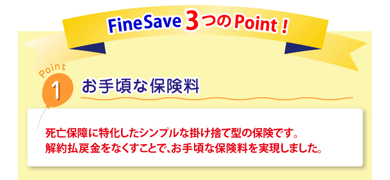 FineSave 3つのPoint! Point1 お手頃な保険料