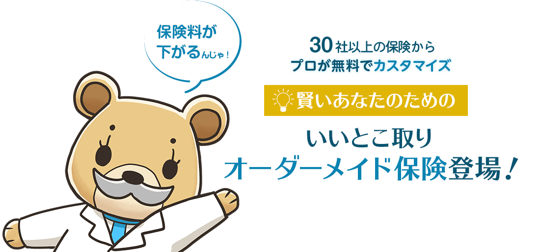 約30社の保険からプロが無料でカスタマイズ 賢いあなたのためのいいとこ取りオーダーメイド保険登場！