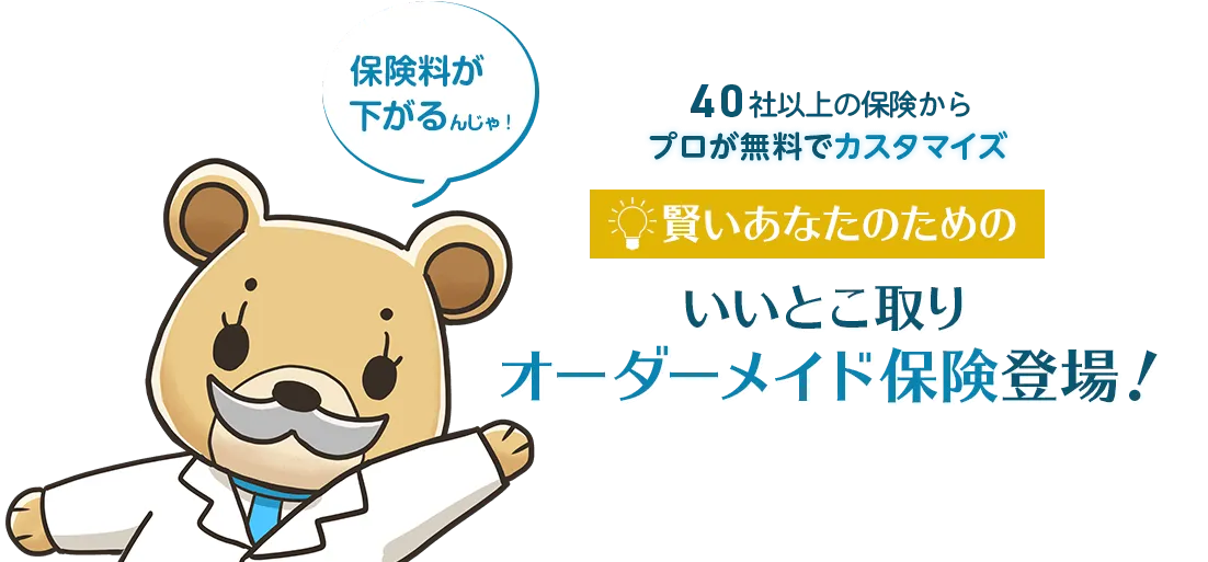 約40社の保険からプロが無料でカスタマイズ 賢いあなたのためのいいとこ取りオーダーメイド保険登場！