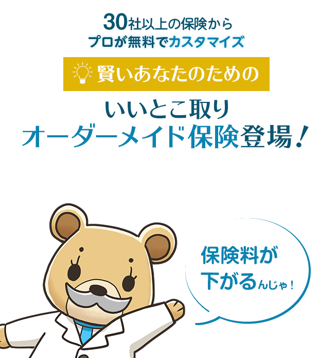 約30社の保険からプロが無料でカスタマイズ 賢いあなたのためのいいとこ取りオーダーメイド保険登場！