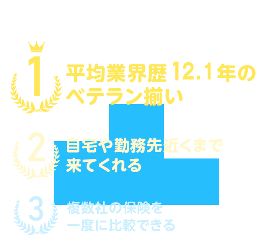 保険見直しラボに相談された方にお申込みの決め手をお聞きしました 1 平均業界歴11.8年のベテラン揃い 2 自宅や勤務先近くまで来てくれる 3 複数社の保険を一度に比較できる