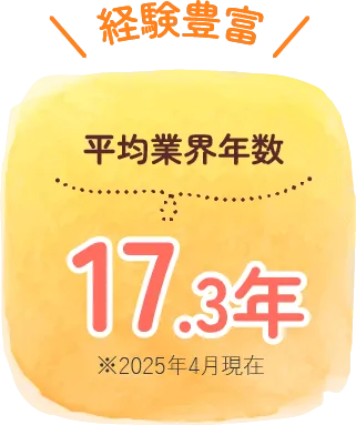 経験豊富、平均業界年数17.3年