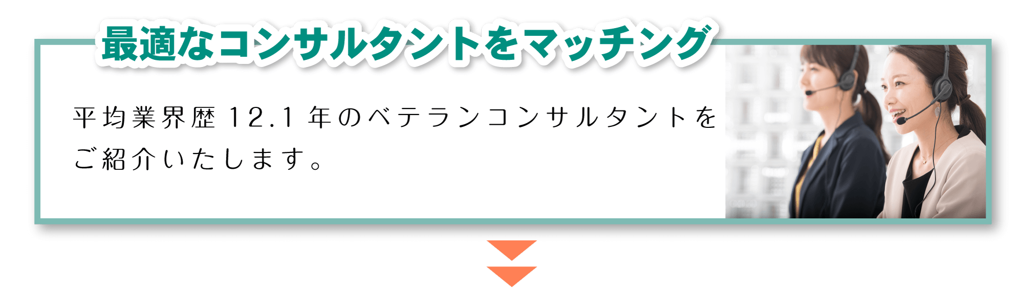 「最適なコンサルタントをマッチング」平均業界歴12.1年のベテランコンサルタントをご紹介いたします。