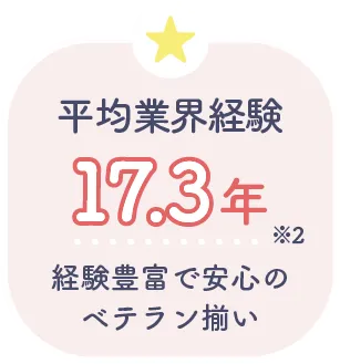 平均業界経験17.3年 経験豊富で安心のベテラン揃い