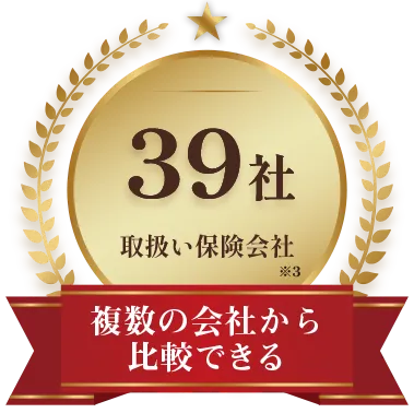 複数の会社から比較できる。取扱い保険会社39社