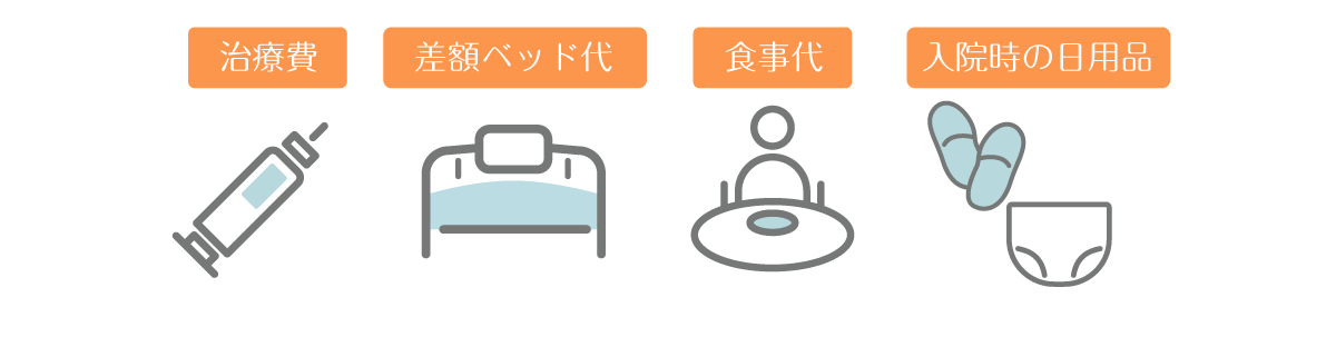 治療費　差額ベッド台　食事代　入院時の日用品