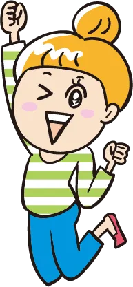 ジャンプして喜ぶ女性のイラスト