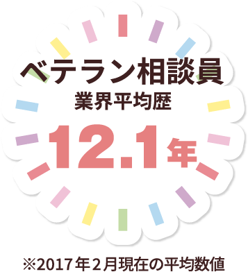 ベテラン相談員 業界平均歴12.1年